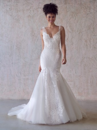 Maggie Sottero MORGAN [Personalized] Sparkle Tulle Layer 2 #0 default Ivory over Misty Mauve (gown with Ivory Illusion) thumbnail