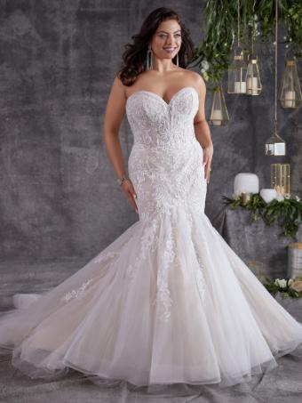 Maggie Sottero DANIELLE [Personalized] Added Hem Lace, Lined Bodice #0 default Ivory over Pearl thumbnail