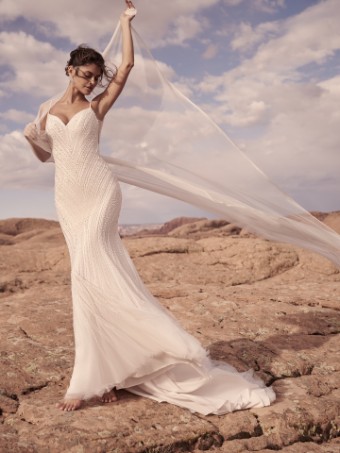 Sottero and Midgley BOSTON [Personalized] Plunge Neckline #2 Ivory over Soft Pearl (gown with Ivory Illusion) thumbnail