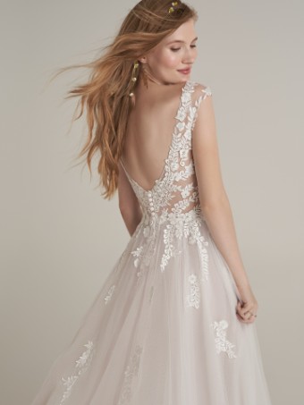 Rebecca Ingram INGRID #3 Ivory over Stone (gown with Natural Illusion) thumbnail