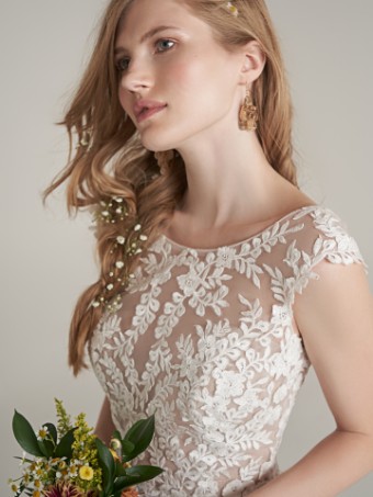 Rebecca Ingram INGRID #2 Ivory over Stone (gown with Natural Illusion) thumbnail