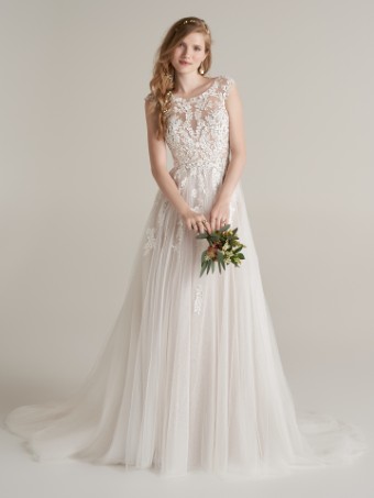 Rebecca Ingram INGRID #1 Ivory over Stone (gown with Natural Illusion) thumbnail