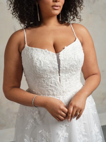 Rebecca Ingram CATHERINE #1 Ivory/Silver Accent (gown with Ivory Illusion) thumbnail