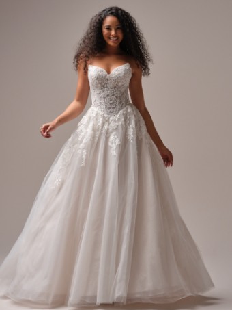 Rebecca Ingram PAIGE #2 All Ivory (gown with Ivory Illusion) thumbnail